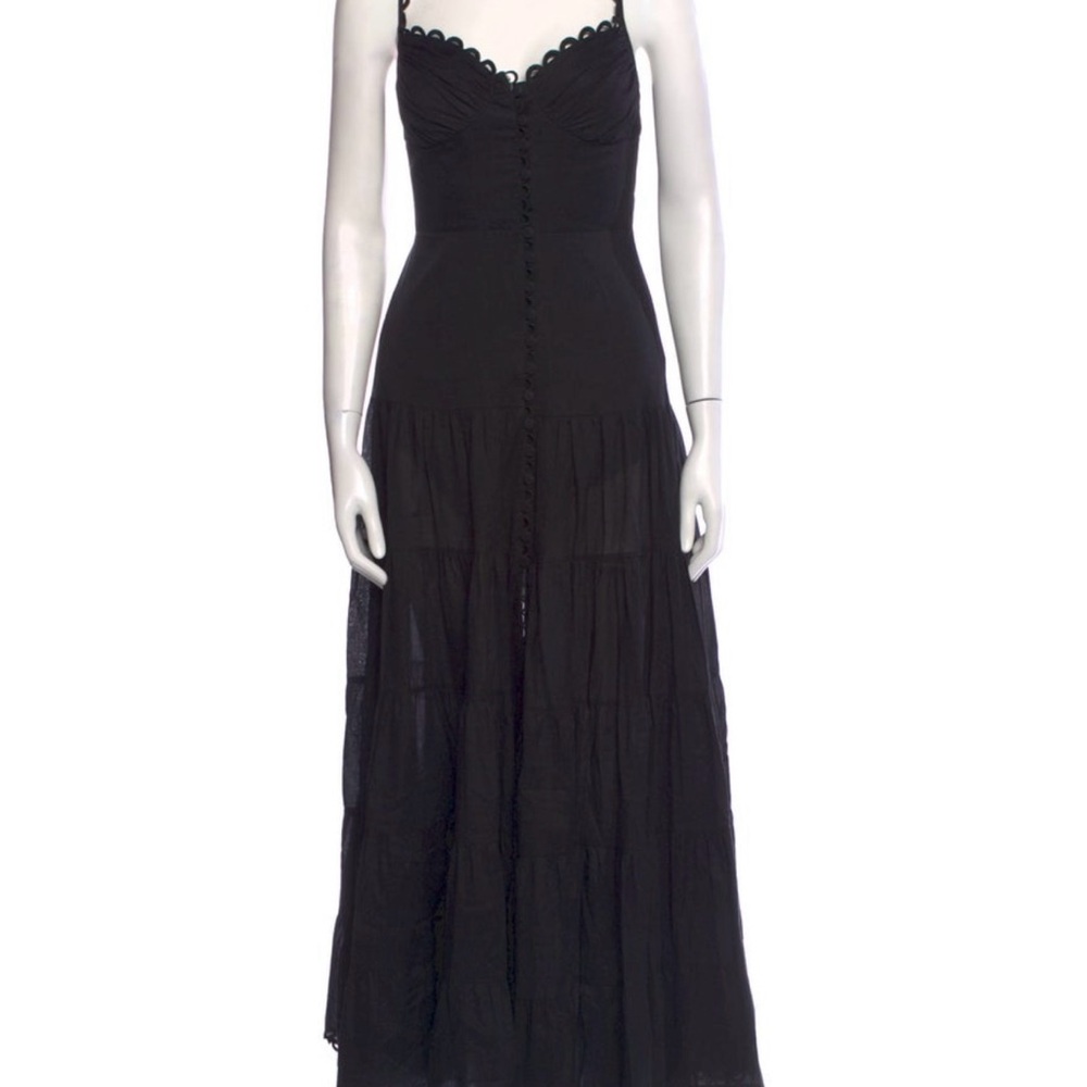 Charo Ruiz black tiered midi dress w/built in slip. Size small.